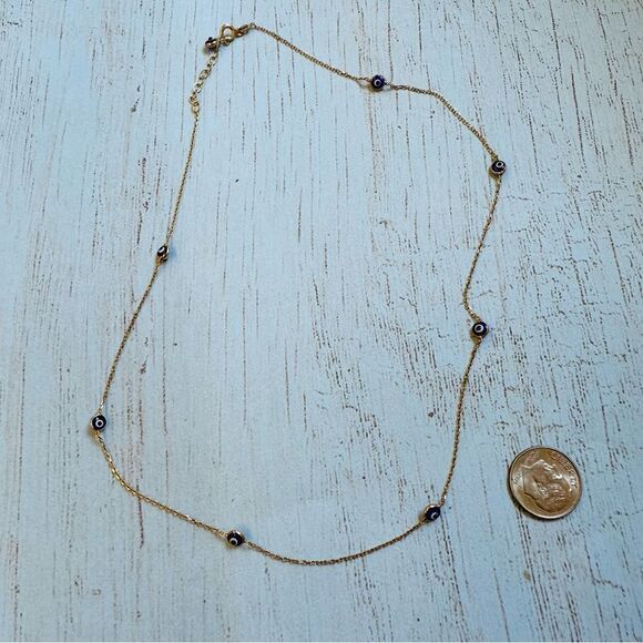 Sterling Silver Gold Wash Eye Station Necklace - Picture 1 of 2